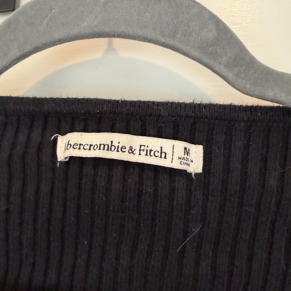 Abercrombie & Fitch Black Ribbed Sweater Long-Sleeve Scoop-Neck Bodysuit - Picture 2 of 3
